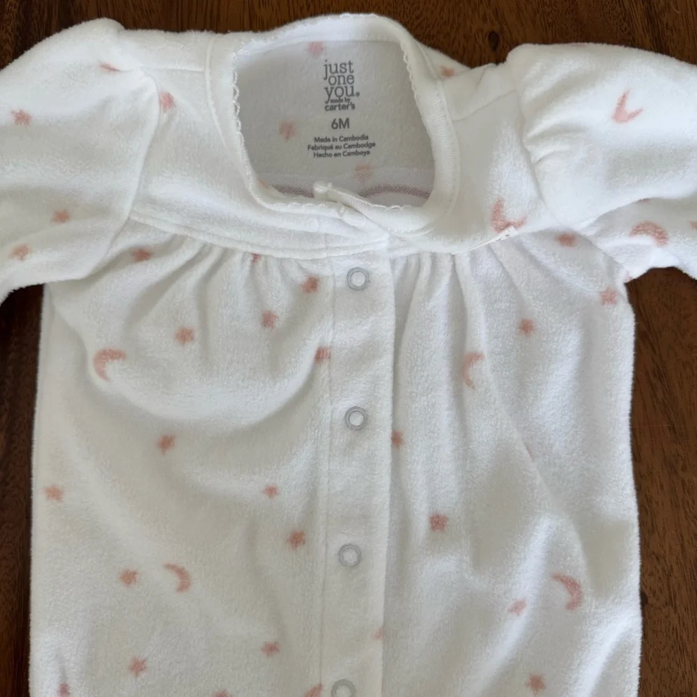 Carter’s Baby Girl One Piece with Pink Moon, Star, and Angel Wings Pattern 6M
